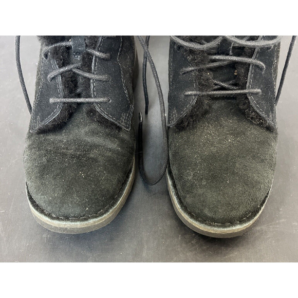 Women's UGG Quincy Suede Sheepskin Lace-Up Winter Boots Black Size 7 #1012359 FS - Picture 6 of 10